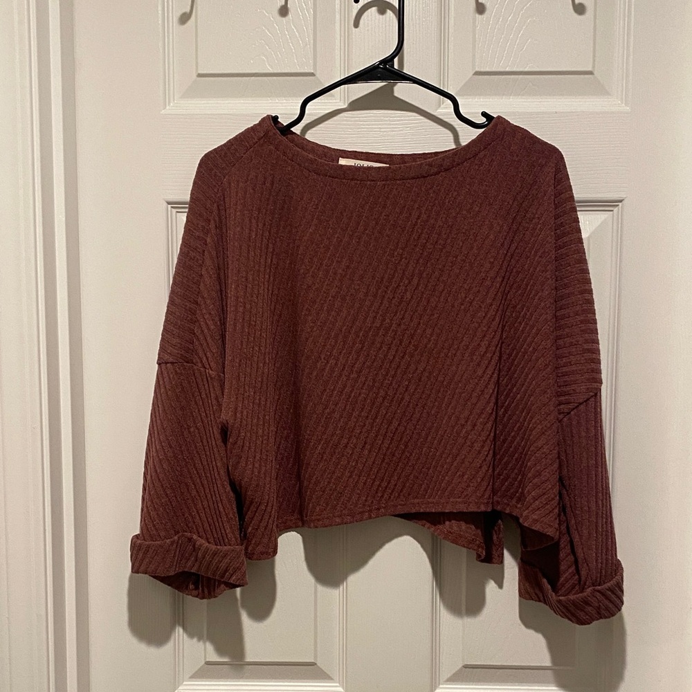 Women's Ribbed Knit Sweater - plum